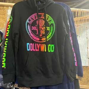 Preowned 90s Y2K Black Neon DOLLYWOOD Dolly Parton Souvenir Hoodie - Size S